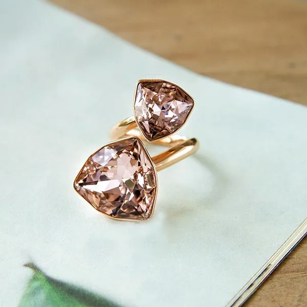 Nhẫn Saga 00129 RGRG-JZ Đính Đá Swarovski Màu Vàng Hồng - Trang sức - Vua Hàng Hiệu