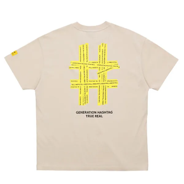 Áo Phông Beentrill Taping Bighashtag Short-Sleeved T-Shirt Màu Be