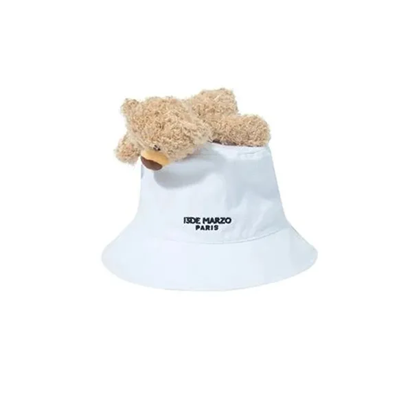 Mũ 13 De Marzo Lazy Teddy Bear Bucket Hat White