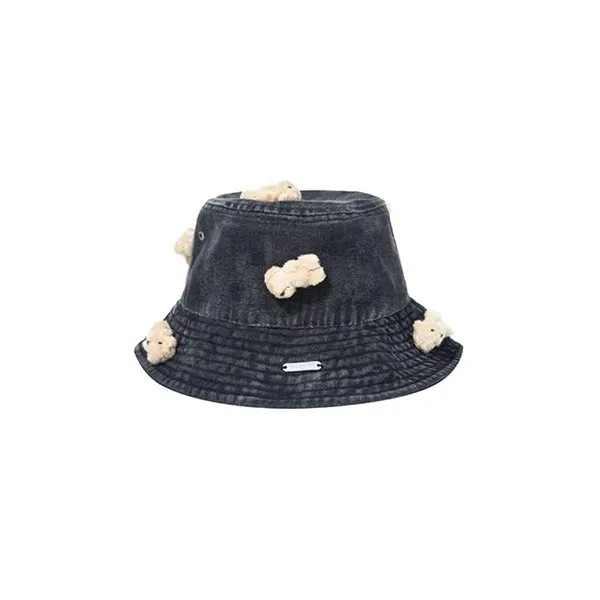 Mũ 13 De Marzo Mini Teddy Bear Demin Bucket Hat Washed Black
