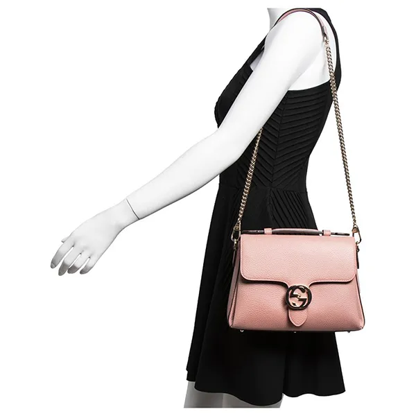 Túi Đeo Chéo Gucci Pink Dollar Calf Leather Interlocking Bag Màu Hồng - Túi xách - Vua Hàng Hiệu