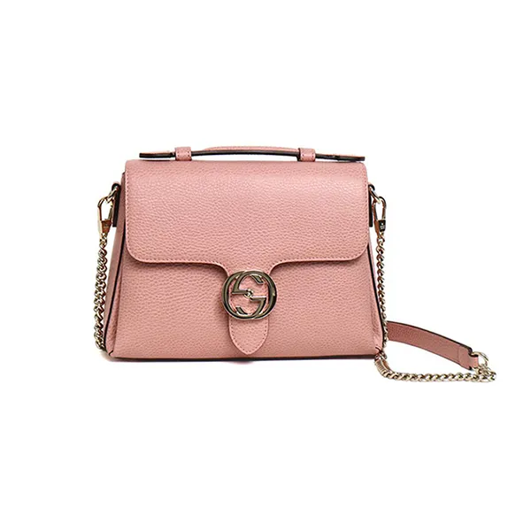 Túi Đeo Chéo Gucci Pink Dollar Calf Leather Interlocking Bag Màu Hồng - Túi xách - Vua Hàng Hiệu
