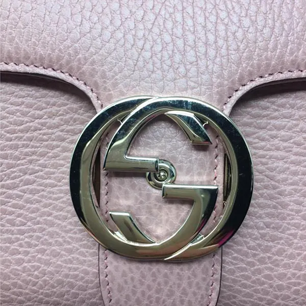 Túi Đeo Chéo Gucci Pink Dollar Calf Leather Interlocking Bag Màu Hồng - Túi xách - Vua Hàng Hiệu