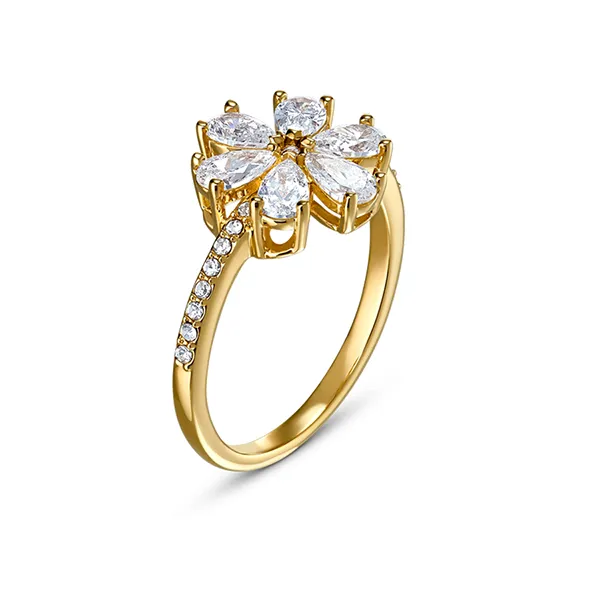 Nhẫn Swarovski Botanical Flower Ring, White, Gold-Tone Plated Màu Vàng Size 52 - Trang sức - Vua Hàng Hiệu