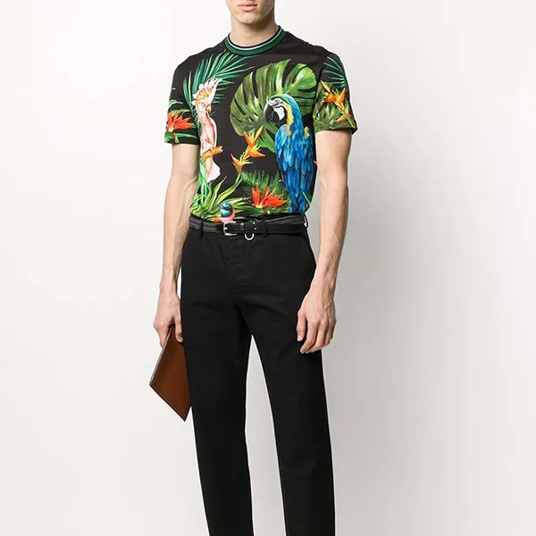 Áo Phông Nam Dolce & Gabbana D&G Jungle Print T-Shirt Họa Tiết Xanh Size 44 - Thời trang - Vua Hàng Hiệu