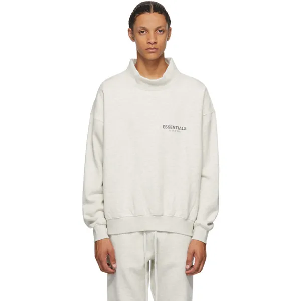 Áo Sweater Fear Of God Essentials Pullover Mockneck Light Heather Oatmeal Màu Xám Nhạt - Thời trang - Vua Hàng Hiệu