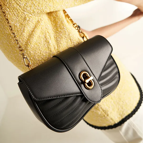 Túi Đeo Chéo Nữ Charles & Keith CNK Aubrielle Chain-Handle Panelled Crossbody Bag 80151216-1 Màu Đen