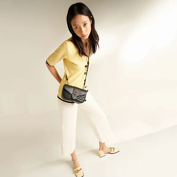 Túi Đeo Chéo Nữ Charles & Keith CNK Aubrielle Chain-Handle Panelled Crossbody Bag 80151216-1 Màu Đen
