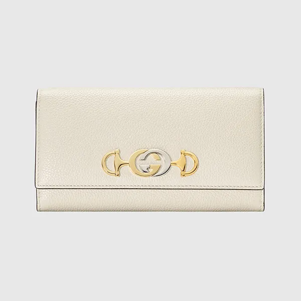 Ví Gucci Zumi Grainy Leather Continental Wallet 5736121B90X9022 Màu Trắng