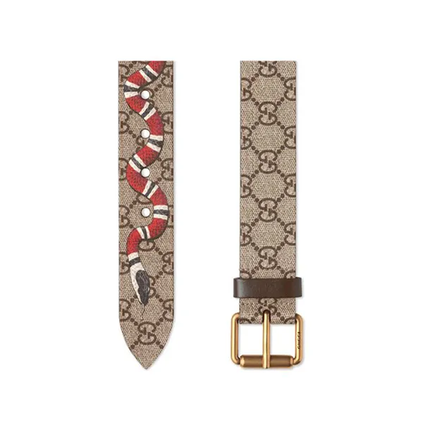 Thắt Lưng Gucci Men's Natural Kingsnake Print Gg Supreme Canvas Belt Size 85 - Thắt lưng - Vua Hàng Hiệu