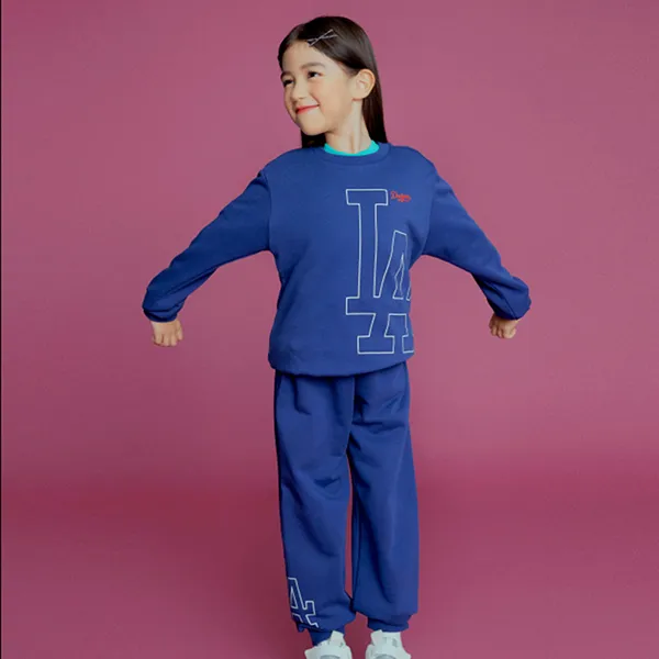 Bộ Quần Áo Nỉ MLB Kids Logo Mega LA Dodgers 7AS200114-07INS Màu Xanh Than