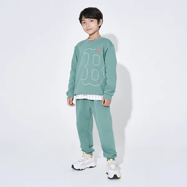 Bộ Quần Áo Nỉ MLB Kids Logo Mega Boston Red Sox 7AS200114-43MTD Màu Xanh Mint