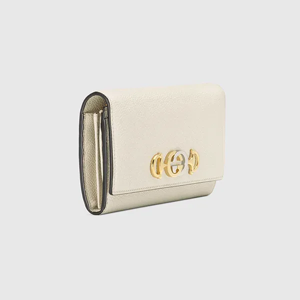 Ví Gucci Zumi Grainy Leather Continental Wallet 5736121B90X9022 Màu Trắng