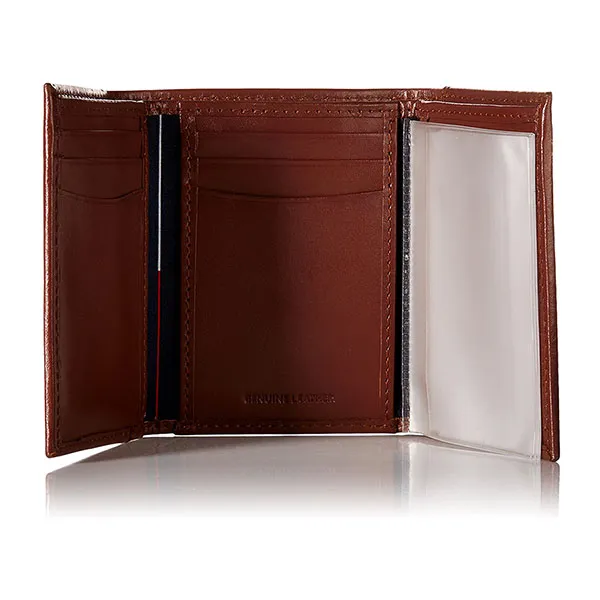 Ví Nam Tommy Hilfiger Leather Trifold Wallet Logo Chữ 31TL110022 Màu Nâu