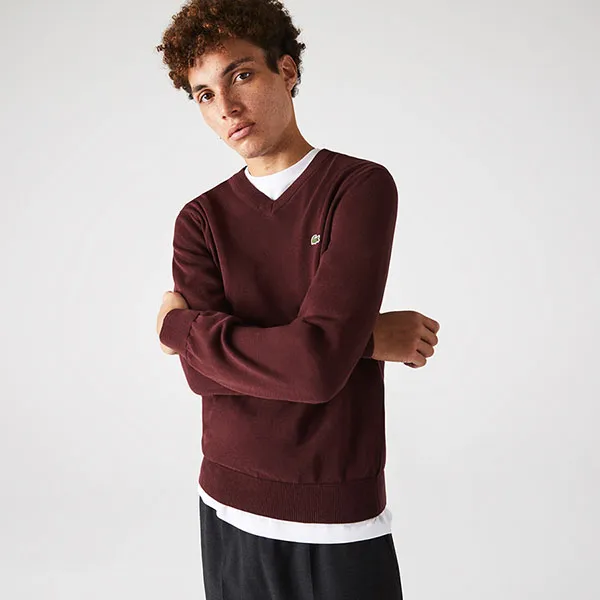 Áo Len Lacoste Men's V-Neck Organic Cotton Sweater Màu Đỏ Mận Size S - Thời trang - Vua Hàng Hiệu
