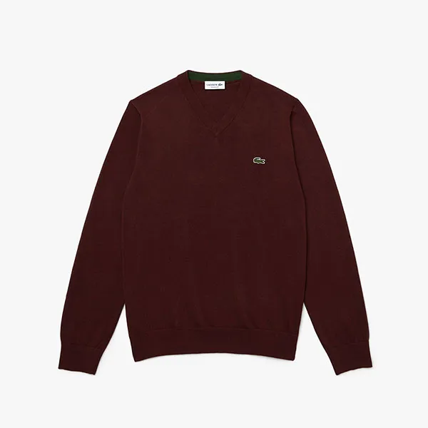 Áo Len Lacoste Men's V-Neck Organic Cotton Sweater Màu Đỏ Mận Size S - Thời trang - Vua Hàng Hiệu