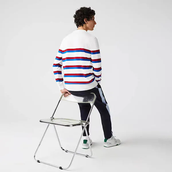 Áo Len Lacoste Men’s Made in France Striped Organic Cotton Sweater AH6788-X32 Size S - 3