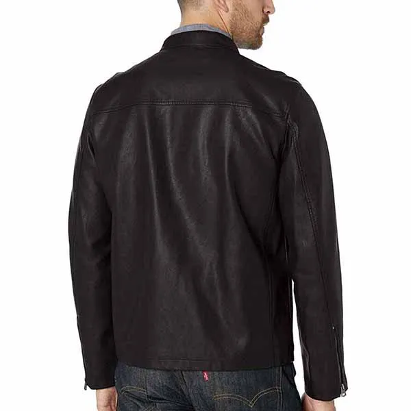 Áo Khoác Da Nam Levi's Faux Leather Moto Racer With Contrast Stripes Black Màu Đen - Thời trang - Vua Hàng Hiệu