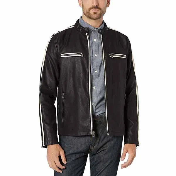 Áo Khoác Da Nam Levi's Faux Leather Moto Racer With Contrast Stripes Black Màu Đen - Thời trang - Vua Hàng Hiệu