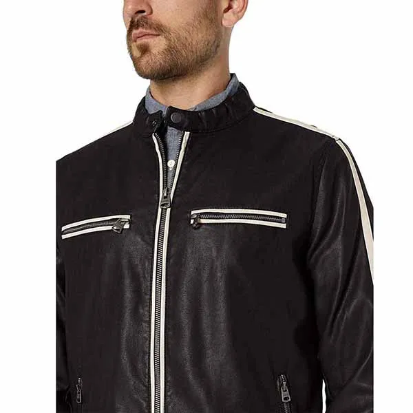 Áo Khoác Da Nam Levi's Faux Leather Moto Racer With Contrast Stripes Black Màu Đen - Thời trang - Vua Hàng Hiệu
