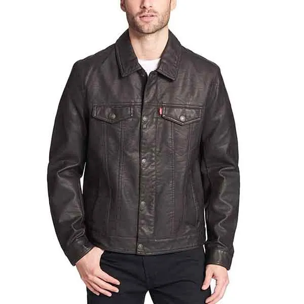 Áo Khoác Da Nam Levi's Faux Leather Classic Trucker Jacket Rugged Brown Màu Nâu Đen - Thời trang - Vua Hàng Hiệu