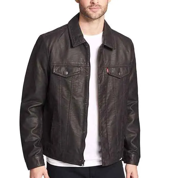 Áo Khoác Da Nam Levi's Faux Leather Classic Trucker Jacket Rugged Brown Màu Nâu Đen - Thời trang - Vua Hàng Hiệu