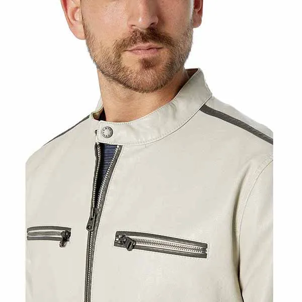 Áo Khoác Da Nam Levi's Faux Leather Moto Racer With Contrast Stripes Oyster Màu Trắng Sữa - Thời trang - Vua Hàng Hiệu