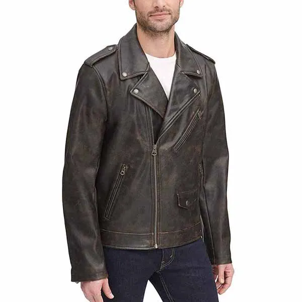 Áo Khoác Da Nam Levi's Faux Leather Motorcycle Jacket Vintage Brown Màu Nâu - Thời trang - Vua Hàng Hiệu