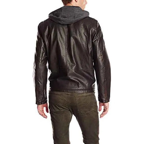 Áo Khoác Da Nam Levi's Faux Leather Racer Hoody Jacket With Fleece Lining Brown Màu Nâu Đen - Thời trang - Vua Hàng Hiệu