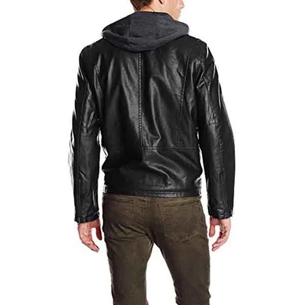 Áo Khoác Da Nam Levi's Faux Leather Racer Hoody Jacket With Fleece Lining Black Màu Đen - Thời trang - Vua Hàng Hiệu