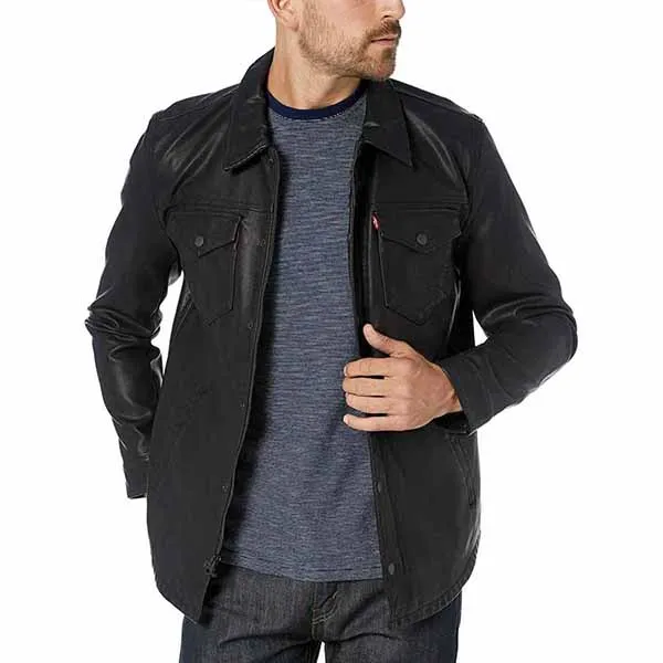 Áo Khoác Da Nam Levi's Smooth Lamb Touch Faux Leather Shirt Jacket NewBlack Màu Đen - Thời trang - Vua Hàng Hiệu