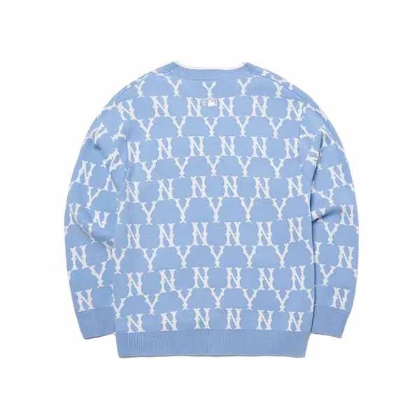 Áo Len MLB Monogram Cardigan New York Yankees 3AKCM0121-50BLL Màu Xanh Blue