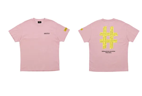 Áo Phông Beentrill Taping Bighashtag Short-Sleeved T-Shirt Màu Hồng