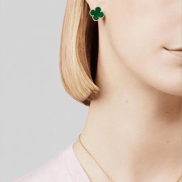 Khuyên Tai Jewery Luxury Hoa Trơn Xanh Green 15mm
