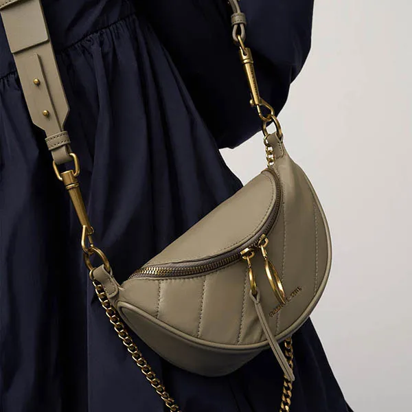 Túi Đeo Vai Nữ Charles & Keith CNK Half Moon Crossbody Bag CK2-80151064-3 Màu Taupe