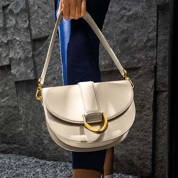Túi Đeo Vai Nữ Charles & Keith CNK Gabine Saddle Bag 80781610-1 Màu Trắng Kem