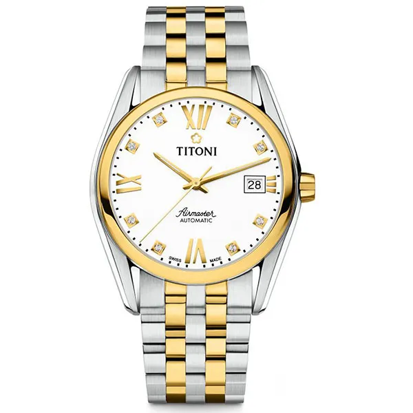 Đồng Hồ Nam Titoni 83909 SY-063 38mm Màu Demi Vàng - Bạc