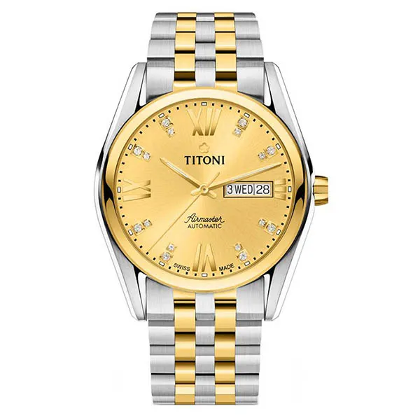 Đồng Hồ Nam Titoni 93709 SY-615 40mm Màu Demi Vàng - Bạc