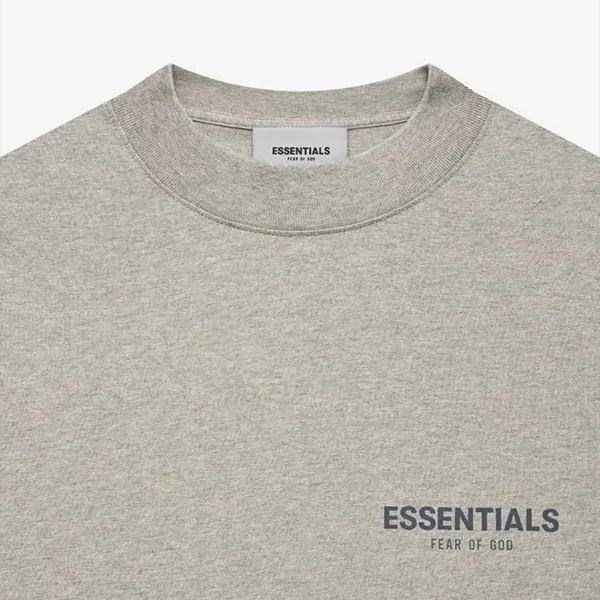 Áo Nỉ Fear Of God Essentials Long Sleeve Tee Dark Heather Oatmeal Màu Xám - Thời trang - Vua Hàng Hiệu