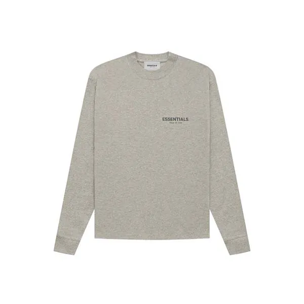 Áo Nỉ Fear Of God Essentials Long Sleeve Tee Dark Heather Oatmeal Màu Xám - Thời trang - Vua Hàng Hiệu