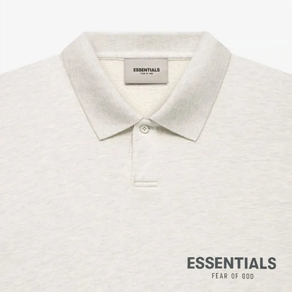 Áo Polo Dài Tay Fear Of God Essentials LS Polo Light Heather Oatmeal Màu Xám Nhạt