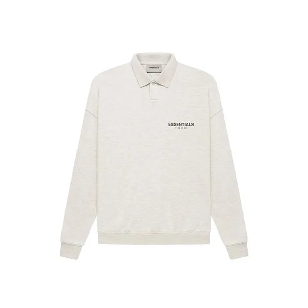 Áo Polo Dài Tay Fear Of God Essentials LS Polo Light Heather Oatmeal Màu Xám Nhạt