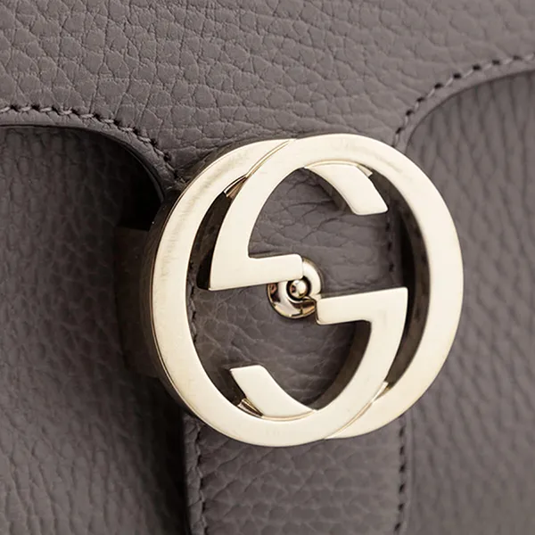 Túi Đeo Chéo Gucci Gray Dollar Calfskin Interlocking G Top Handle Shoulder Bag Màu Xám