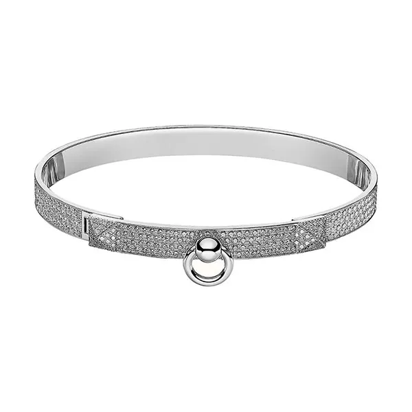 Vòng Đeo Tay Hermès Collier De Chien Đính 476 Kim Cương Vàng Trắng - Trang sức - Vua Hàng Hiệu