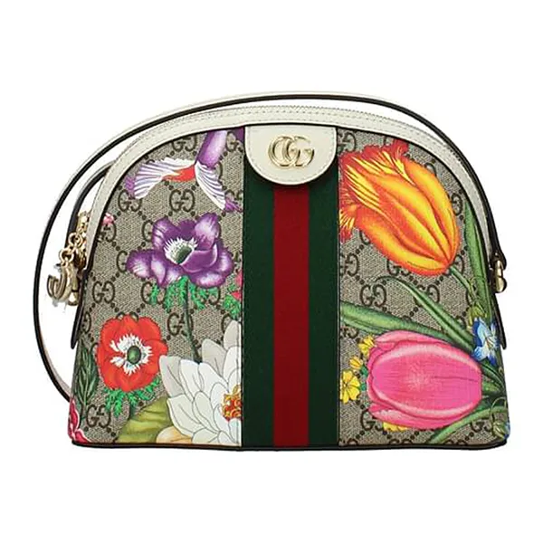 Túi Đeo Chéo Gucci Crossbody Bag Ophidia Women Fabric Beige White Phối Màu