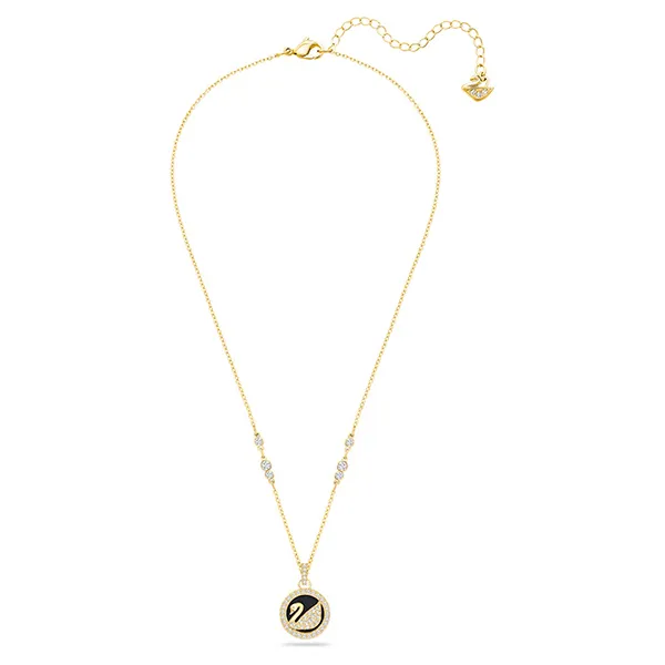Dây Chuyền Swarovski Leather Swan Pendant Swan Gold-Tone Plated 5374919 Màu Vàng Mặt Đen C_HB - Trang sức - Vua Hàng Hiệu