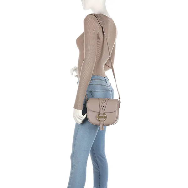 Túi Đeo Chéo Moschino Round Buckle Shoulder Bag Màu Xám