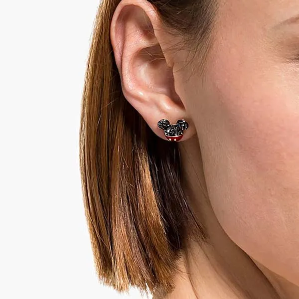 Khuyên Tai Swarovski Mickey Earrings Black, Gold-Tone Plated 5566691