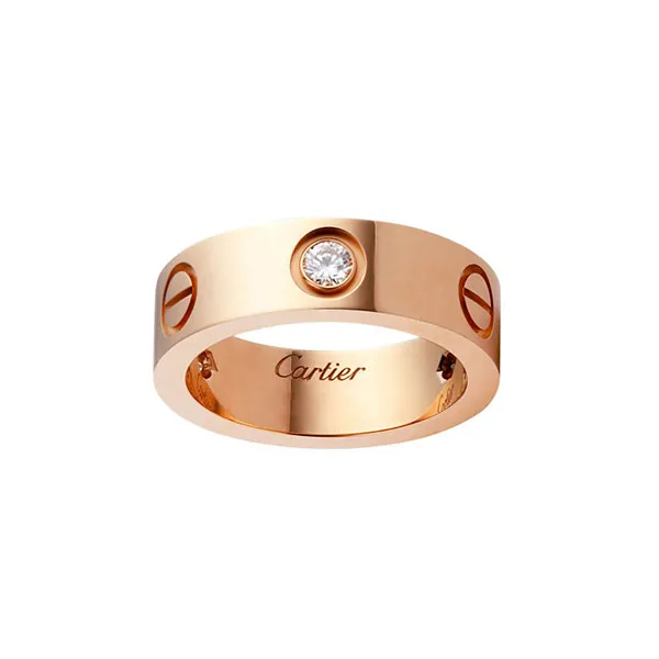 Nhẫn Jewery Luxury Love 3 Viên Kim Cương Vàng Hồng