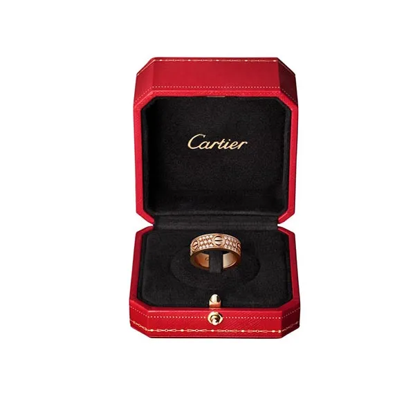 Nhẫn Cartier Love Full Kim Cương Hở Logo Vàng Hồng (Chế Tác) - Trang sức - Vua Hàng Hiệu